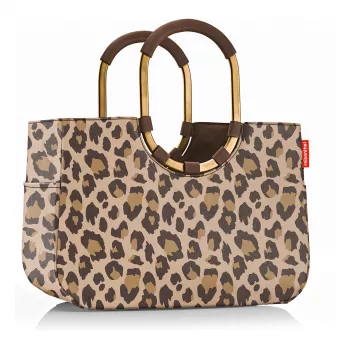 Reisenthel Loopshopper L Ostukorv Tote Kott Leo Macchiato, 25L, Pruun/Beige