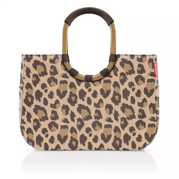 Reisenthel Loopshopper L Ostukorv Tote Kott Leo Macchiato, 25L, Pruun/Beige