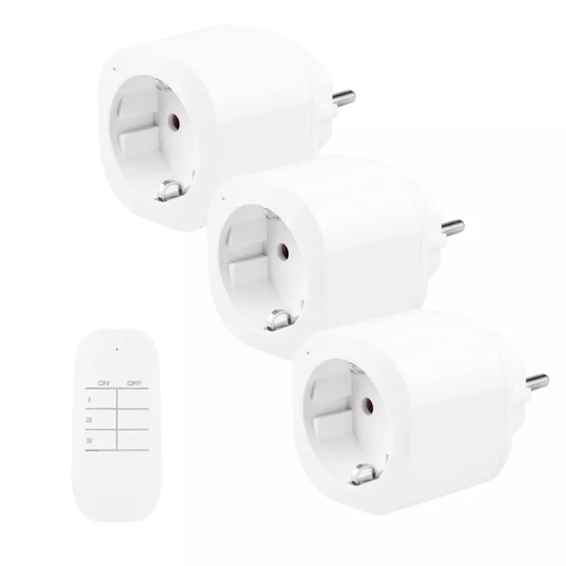 GREENBLUE GB313 F kaugjuhitav 3-pistikupesaga toiteplokk koos 433.92 MHz RF-puldiga, 2300W, tüüp F