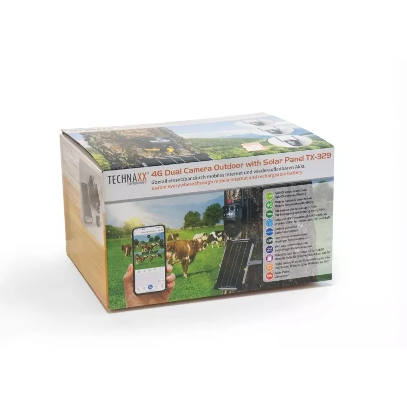 Technaxx TX-329 Dual 4G LTE Outdoor Security Camera 3MP+3MP with Solar Panel