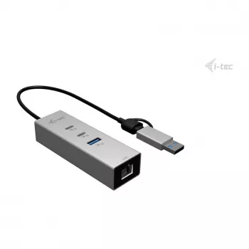 I-TEC USB-C/USB-A Metal Hub 3 - 2x USB-C 3.2 Gen 1, 1x USB-A 3.2 Gen 1, 2.5G LAN, Space Gray