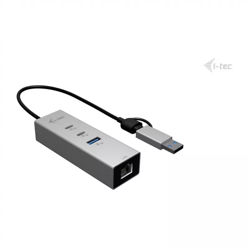 I-TEC USB-C/USB-A Metal Hub 3 - 2x USB-C 3.2 Gen 1, 1x USB-A 3.2 Gen 1, 2.5G LAN, Space Gray