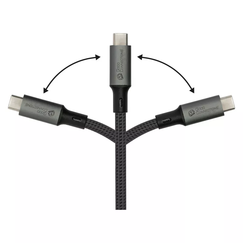 GoodConnections USB-C 4.0 (ST-ST) 1m Punutud Kaabel 100W 8K 30Hz Antratsiit