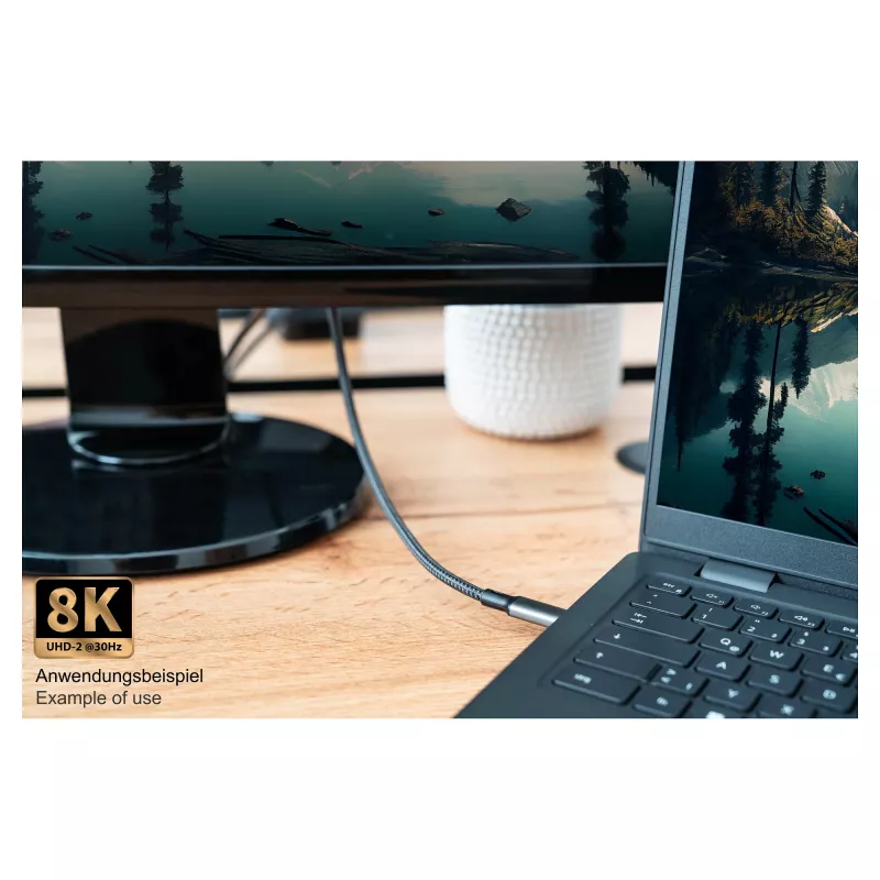 GoodConnections USB-C 4.0 (ST-ST) 1m Punutud Kaabel 100W 8K 30Hz Antratsiit
