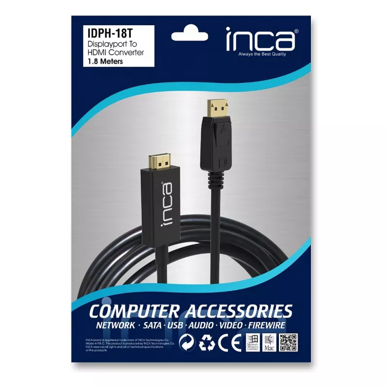 INCA DisplayPort to HDMI kaabel 1,8 m 10,2 Gbit/s Must
