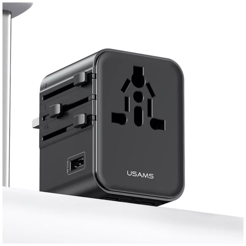 USAMS Travel Adapter CC308 17W 4in1 US/AU/EU/UK Black