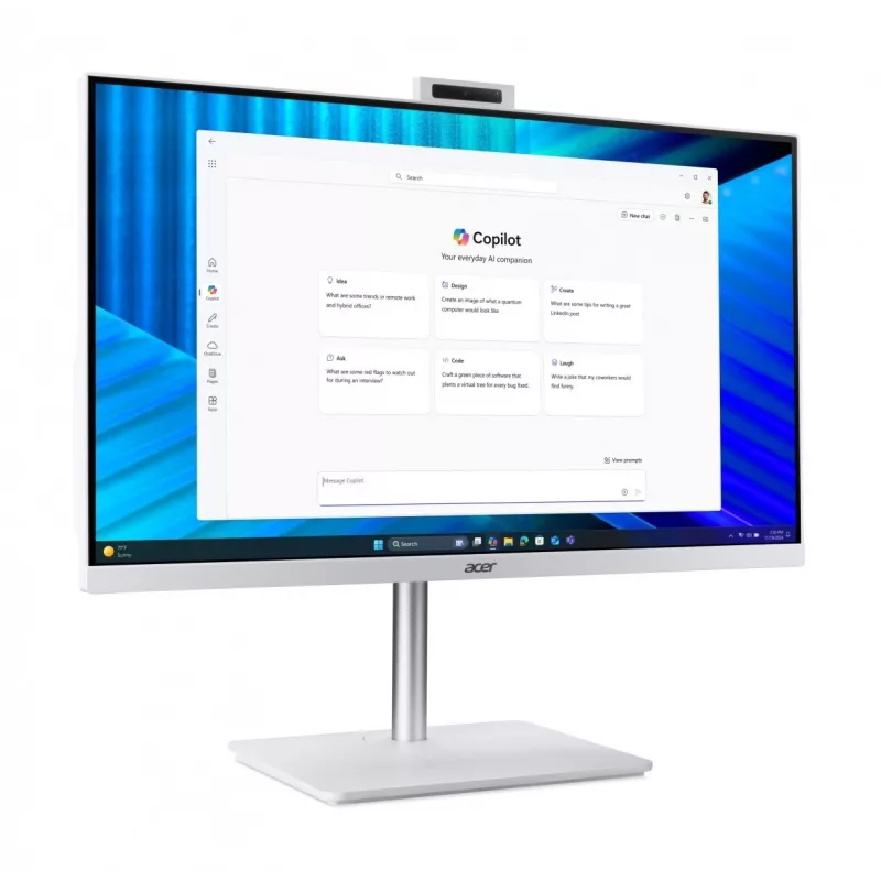 Acer Veriton 2000 VZ2417G All-in-One PC, 27-tolline IPS FHD, Intel Core 5 120U, 16GB DDR5, 512GB M.2 SSD, Windows 11 Pro, Valge