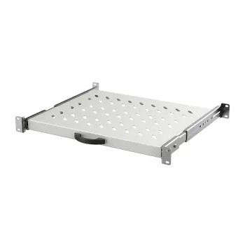 EFB-Elektronik 19-tolline 1U väljatõmmatav riiul, reguleeritav sügavus 550-630 mm, kandevõime 30 kg, riiuli sügavus 800 mm, RAL 7035 helehall