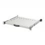 EFB-Elektronik 19-tolline 1U väljatõmmatav riiul, reguleeritav sügavus 550-630 mm, kandevõime 30 kg, riiuli sügavus 800 mm, RAL 7035 helehall