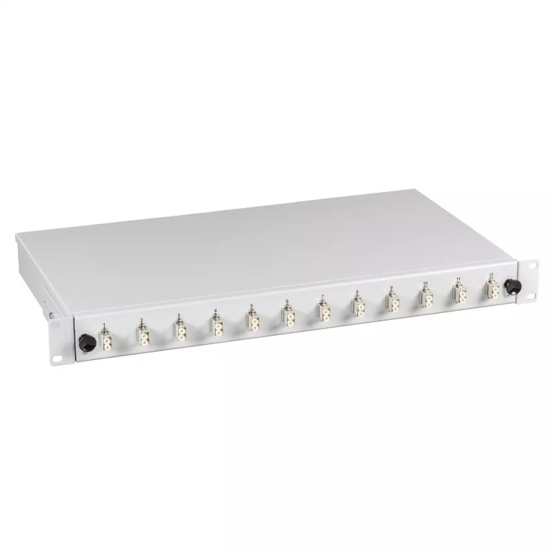 EFB Elektronik Splice Box 6x LC Duplex OM4 Extendable, 1U, Partially Equipped, Light Grey