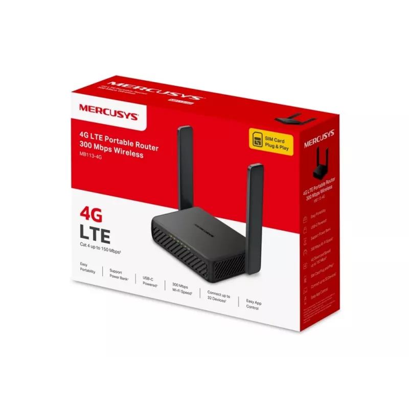Mercusys MB113-4G Wireless 4G LTE Portable Router 300Mbps