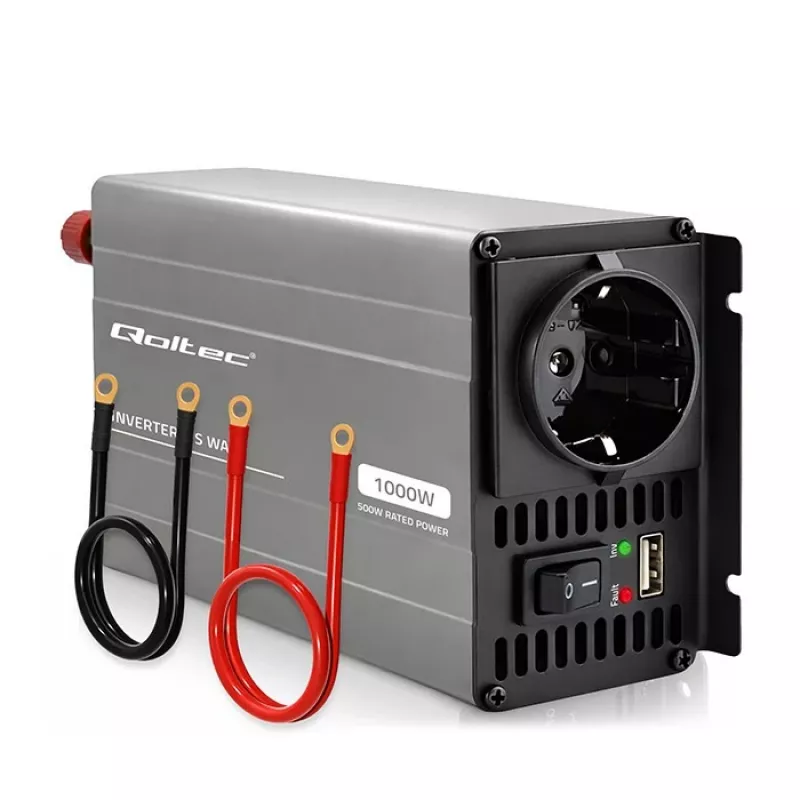 Qoltec MS Wave Voltage Converter 12V to 230V 500/1000W USB