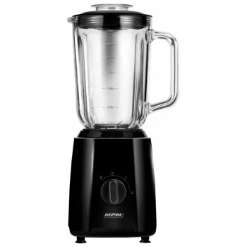 MPM MBL-37 Blender, 500 W, 1.5 L Glass Jug, Stainless Steel Blade, 2 Speeds, Pulse Function, Ice Crushing, Black