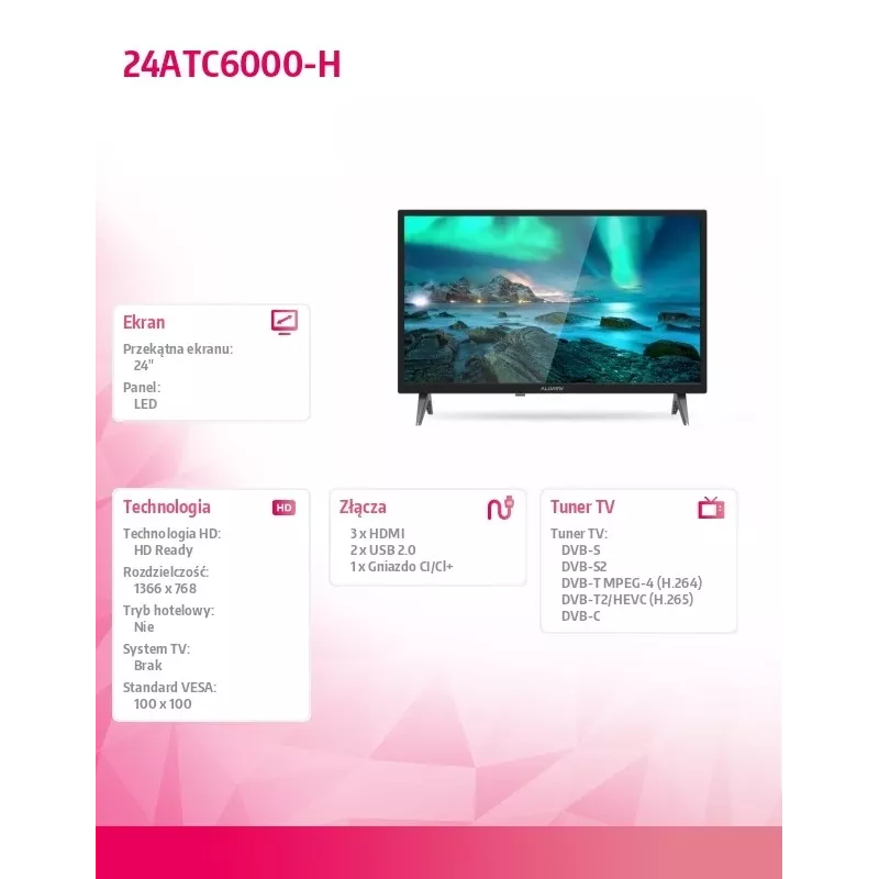 Allview 24ATC6000-H 24 tolli HD LED teler, must