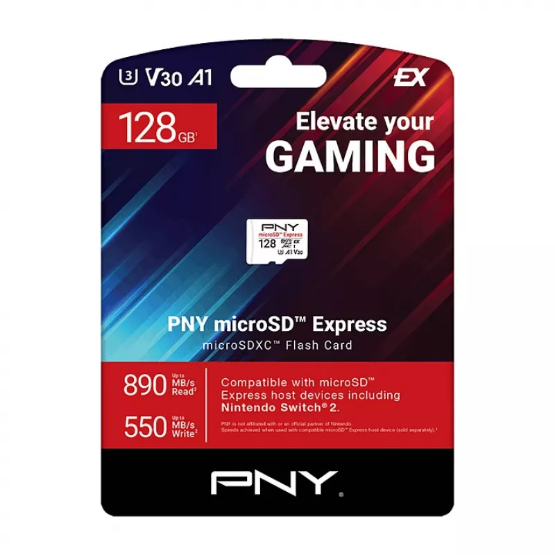 PNY 128GB microSDXC Express Card UHS-I U3 V30 A1 koos SD-adapteriga
