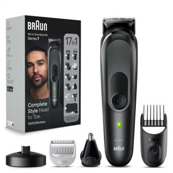 Braun MGK7491 17-in-1 Multi-Grooming Style Kit, Must/Hõbe, Juhtmeta, Li-Ion, 100 min tööaeg