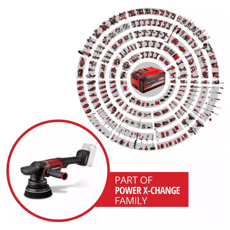 EINHELL Professional Cordless Random Orbital Polisher CP-EP 18/125 Li BL-Solo, 18V, 125mm, Red/Black, Bare Tool
