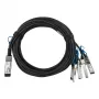 BlueOptics Intel XXV4DACBL3M ühilduv BlueLAN passiivne 100GBASE-CR4 QSFP28 kuni 4x25GBASE-CR SFP28 otseühenduse hargnemiskaabel, 3m, AWG26