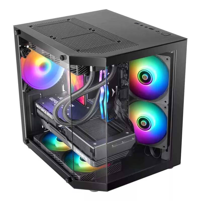 TACENS Mars Gaming MC-3TLITE Mini Tower Must Tugevdatud Klaas FRGB Korpus