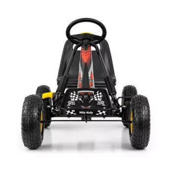 MILLY MALLY Pedaaliga Kart Thor Must, Terasraam, EVA-vahtrattad, Käsipidur, Edasi/Tagasi, Lastele 3-8 aastat, Maksimaalne koormus 30 kg
