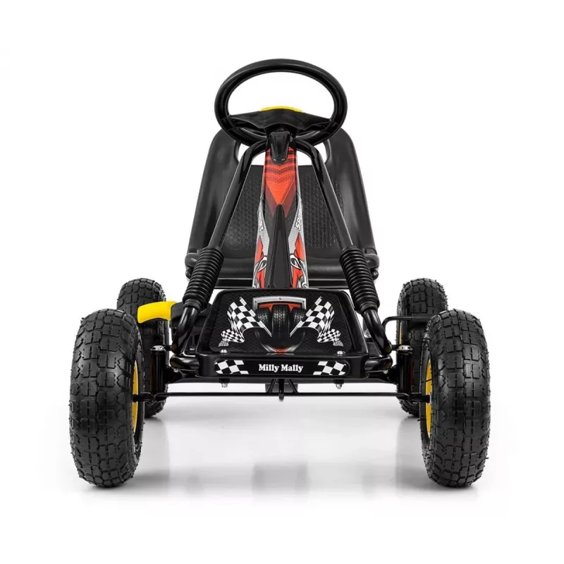 MILLY MALLY Pedaaliga Kart Thor Must, Terasraam, EVA-vahtrattad, Käsipidur, Edasi/Tagasi, Lastele 3-8 aastat, Maksimaalne koormus 30 kg