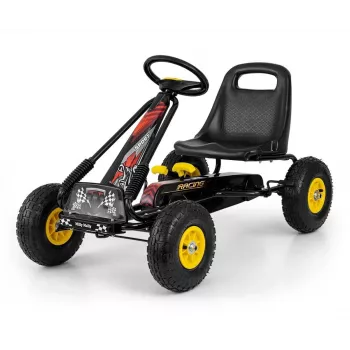 MILLY MALLY Pedaaliga Kart Thor Must, Terasraam, EVA-vahtrattad, Käsipidur, Edasi/Tagasi, Lastele 3-8 aastat, Maksimaalne koormus 30 kg