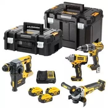 DEWALT DCK428P3T 18V XR 4-osaline juhtmeta komplekt 3x 5.0Ah akuga, laadija ja TSTAK kohvriga