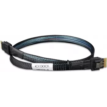 ICY DOCK MB323L-B SlimSAS 4i 38-pin SFF-8654 to SlimSAS 4i 38-pin SFF-8654 kaabel, PCIe 4.0, 0,5 m