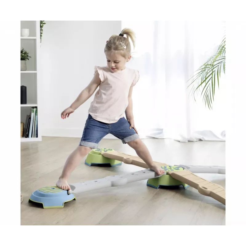 Smoby Life Balance Beam Set lastele - 10-osaline modulaarne tasakaaluraja komplekt astmekividega, sise-/välitingimustesse, vanus 2+