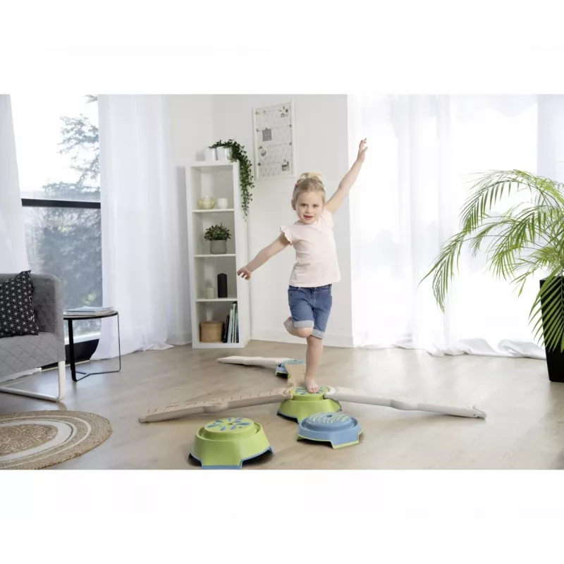 Smoby Life Balance Beam Set lastele - 10-osaline modulaarne tasakaaluraja komplekt astmekividega, sise-/välitingimustesse, vanus 2+
