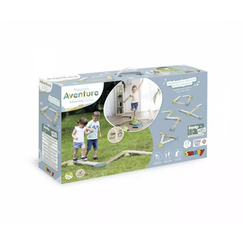 Smoby Life Balance Beam Set lastele - 10-osaline modulaarne tasakaaluraja komplekt astmekividega, sise-/välitingimustesse, vanus 2+