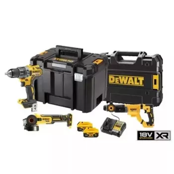 DEWALT 18V XR Juhtmeta 3-osa komplekt DCK327P2T (DCD791, DCG405, DCH263) koos 2 x 5.0Ah akuga, laadija ja TSTAK kohvritega