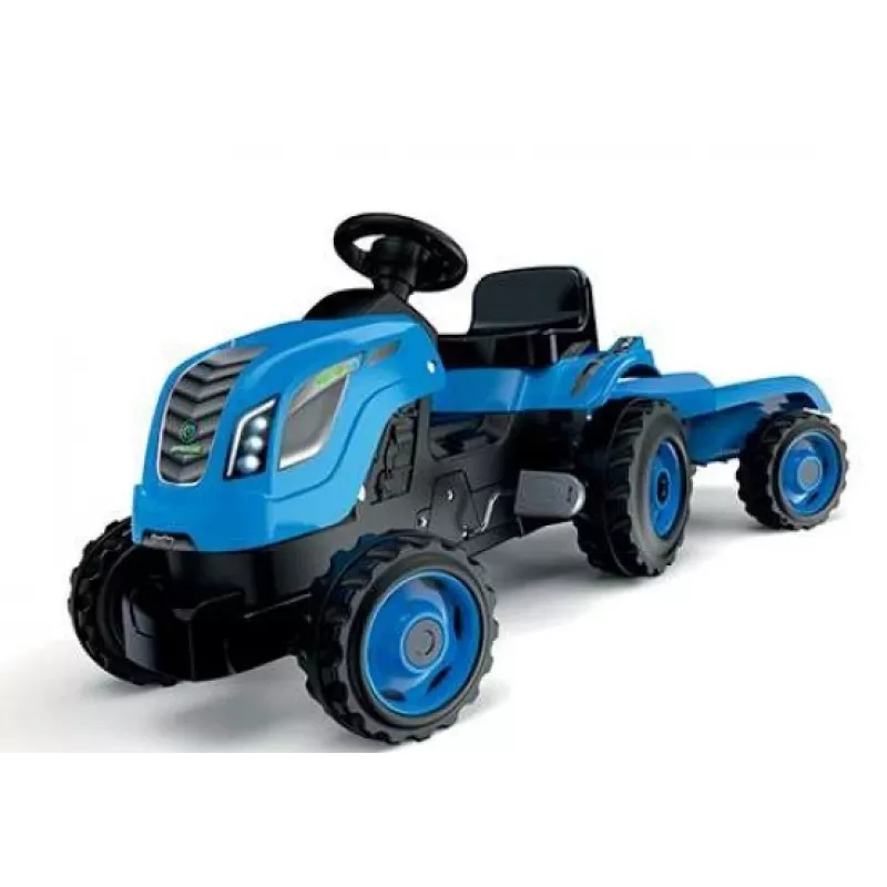 Smoby Tractor XL Blue Pedal Tractor with Trailer