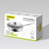 Maestro Frying Pan with Lid 24 cm MR-1216-24, Forged Aluminum, Non-stick Marble Coating, Induction Compatible, Black/Grey