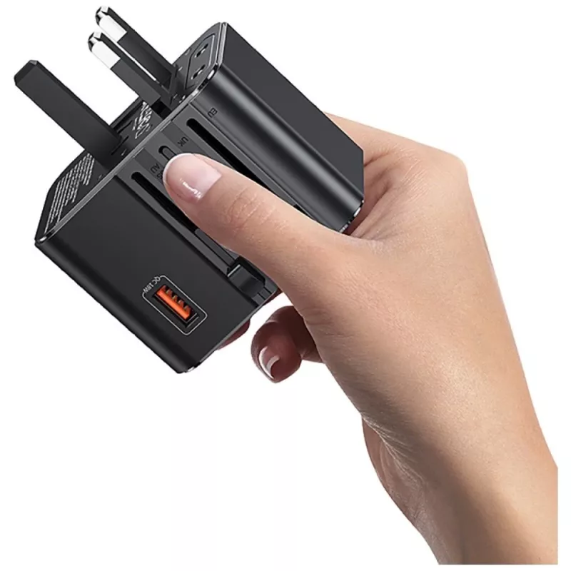 USAMS Travel Adapter 25W 4in1 US/AU/EU/UK Black CC309