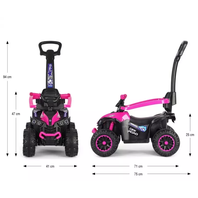 MILLY MALLY lastejalgratas käepidemega Wild Pink 12 tolli