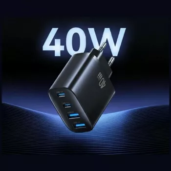 USAMS T70 40W 2xUSB-A 2xUSB-C Must seinalaadija