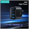 USAMS T70 40W 2xUSB-A 2xUSB-C Must seinalaadija