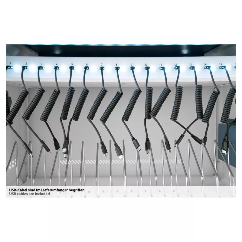 GoodConnections GEMMA T32C tahvelarvutite laadimiskäru USB-C 18W pordi kohta PD3.0 QC3.0 Valge/Sinine