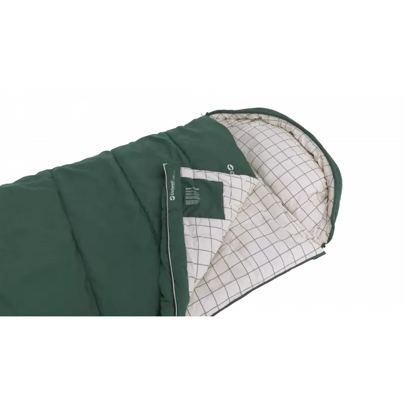 Outwell Camper Prime Green magamiskott 235 x 90 cm -15 kuni 5 °C parempoolse tõmblukuga