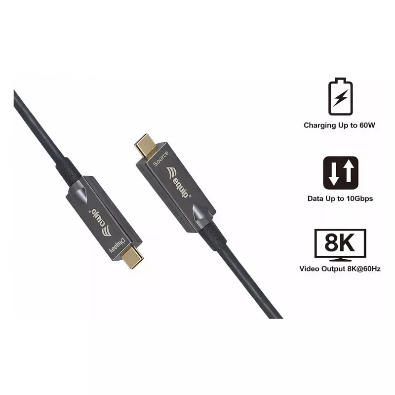 Equip USB 3.2 Gen 2 USB-C to USB-C Active Optical Cable 15m Black