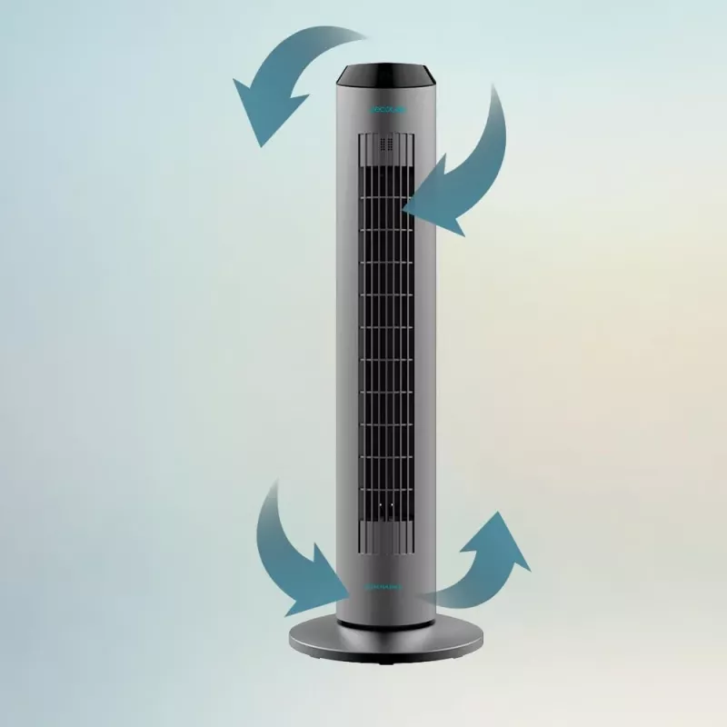 Cecotec EnergySilence 8190 Skyline Ionic Torniventilaator, Püstiventilaator, 60 W, 29 cm, 3 kiirust, õõtsumine, taimer, kaugjuhtimispult, hall