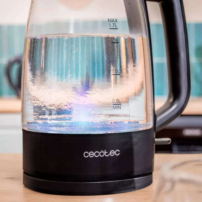Cecotec ThermoSense 320 Clear Elektriline Veekeetja 2200 W 1.7 L Klaas Must/Läbipaistev