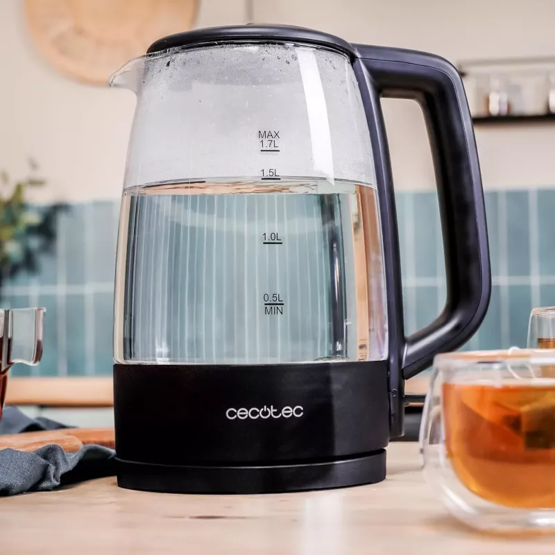 Cecotec ThermoSense 320 Clear Elektriline Veekeetja 2200 W 1.7 L Klaas Must/Läbipaistev