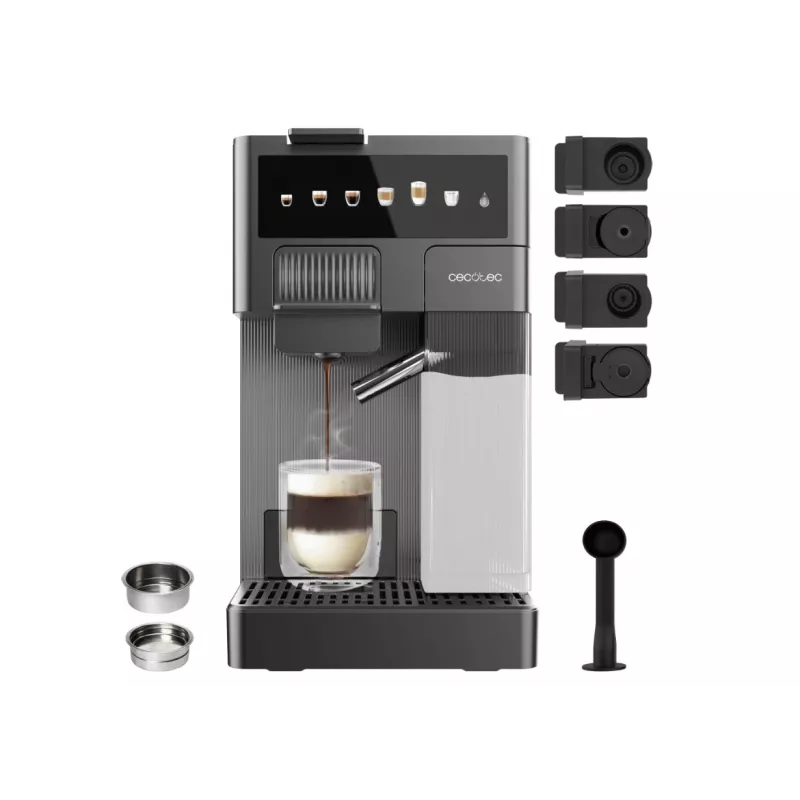 Cecotec FreeStyle Latte T Espresso Masin - 20 Bar Pumba Rõhk, Sisseehitatud Piimavaht, 1350 W, Hall