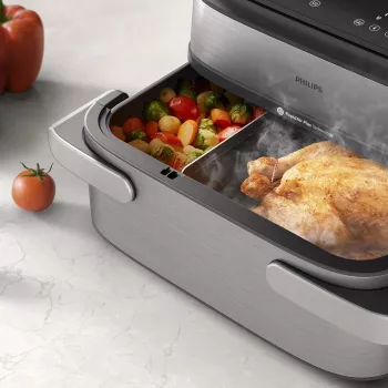 Philips 5000 Series NA565/02 Dual Basket Air Fryer 9.5 L 2750 W Must, Hõbe, Roostevaba teras