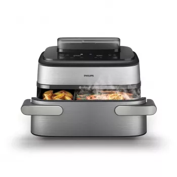 Philips 5000 Series NA565/02 Dual Basket Air Fryer 9.5 L 2750 W Must, Hõbe, Roostevaba teras