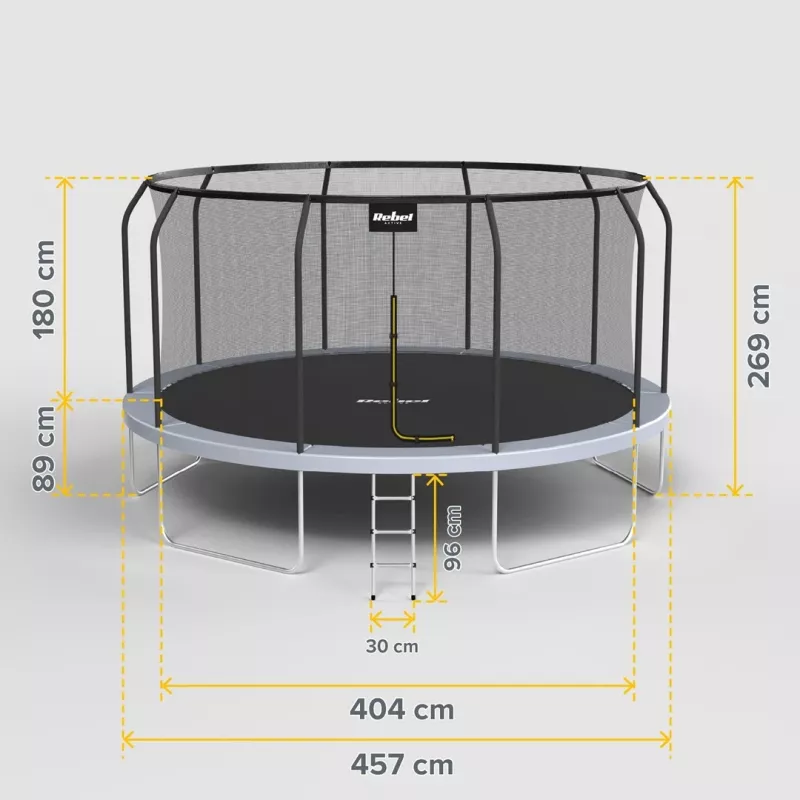 REBEL Active Trampoline PRO 15ft/457cm - Must/Sinine