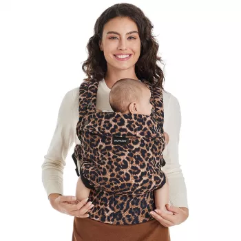 MOMCOZY BC001 Imikukandja vastsündinust väikelapseni, puuvillane leopardimustriga