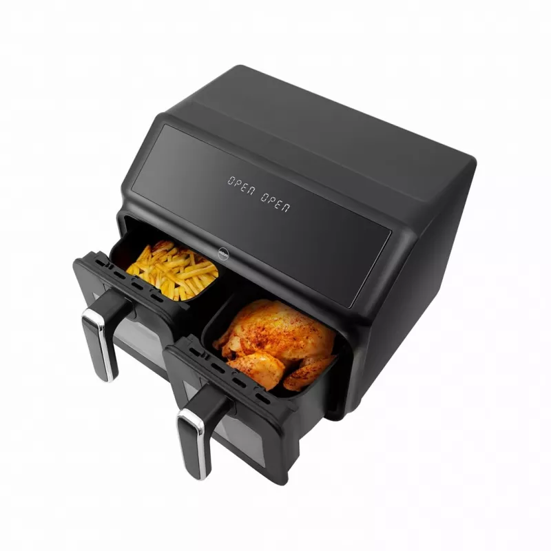 ELDOM FR210 DualCrisp kahekorviga õhufritüür, 2200 W, 8 L mahutavus, LED-ekraan, must